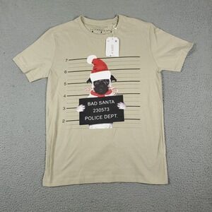 Denim & Flower Bad Santa Pug Graphic Short Sleeve T-Shirt Size Small